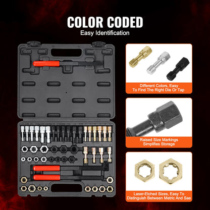 49PCS Thread Tapping Set UNC UNF Metric Thread Restoration Tool Rethreading