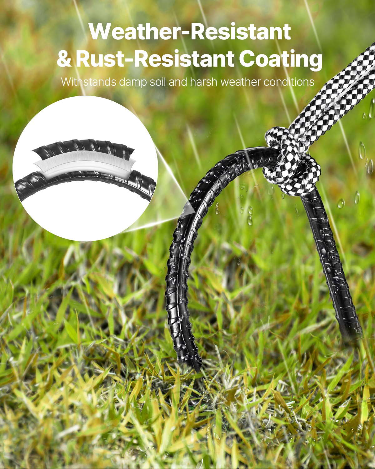 Rebar Stakes, 12-Inch, Heavy-Duty 0.32 in Diameter U Shape, Galvanized Steel Ground Anchors with Chisel Point End & Rust-Resistant Coating, for Gardening Support, Fence, Camping Tents (8-Pack)