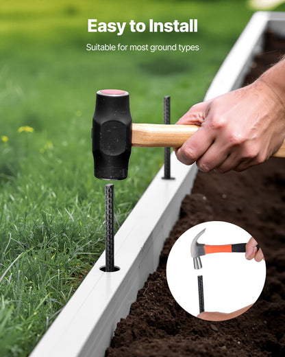 Rebar Stakes, 16-Inch, Heavy-Duty 0.45 in Diameter, Straight Galvanized Steel Ground Anchors with Chisel Point End & Rust-Resistant Coating, for Gardening Support, Fence, Camping Tents (16-Pack)