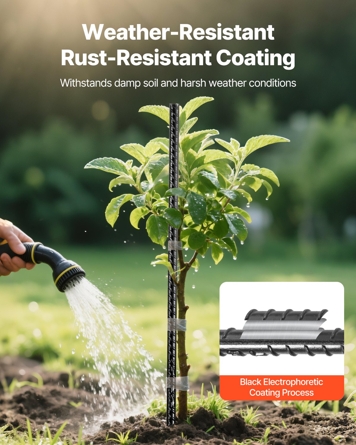 Rebar Stakes, 24-Inch, Heavy-Duty 0.47 in Diameter, Straight Galvanized Steel Ground Anchors with Chisel Point End & Rust-Resistant Coating, for Gardening Support, Fence, Camping Tents (20-Pack)