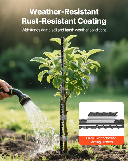 Rebar Stakes, 24-Inch, Heavy-Duty 0.47 in Diameter, Straight Galvanized Steel Ground Anchors with Chisel Point End & Rust-Resistant Coating, for Gardening Support, Fence, Camping Tents (20-Pack)