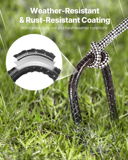 Rebar Stakes, 16-Inch, Heavy-Duty 0.4 in Diameter J Hook, Galvanized Steel Ground Anchors with Chisel Point End & Rust-Resistant Coating, for Gardening Support, Fence, Camping Tents (16-Pack)