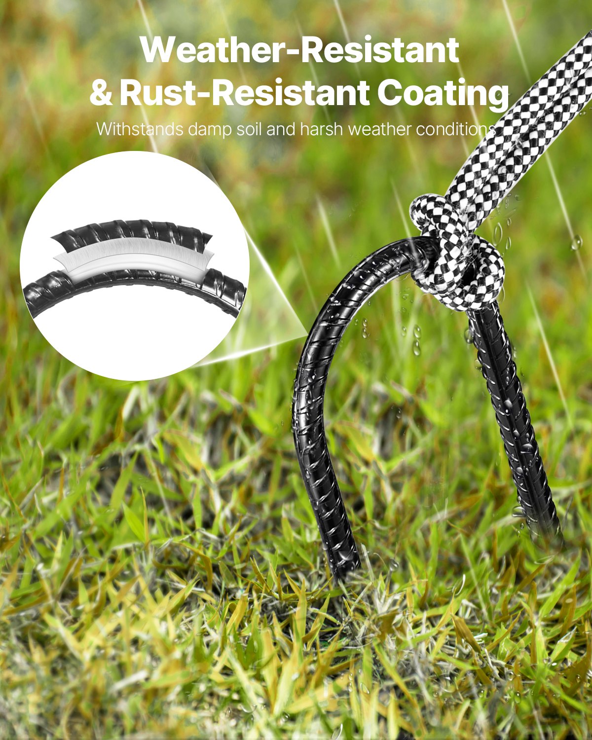 Rebar Stakes, 10-Inch, Heavy-Duty 0.32 in Diameter U Shape, Galvanized Steel Ground Anchors with Chisel Point End & Rust-Resistant Coating, for Gardening Support, Fence, Camping Tents (12-Pack)