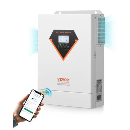 Hybrid Solar Inverter, 6000W, All in One Pure Sine Wave Power Inverter Charger, 48V DC to Single-Phase 220/230V AC, with Built-in 120A MPPT Solar Controller, for Off-Grid System Lead Acid Lithium Battery