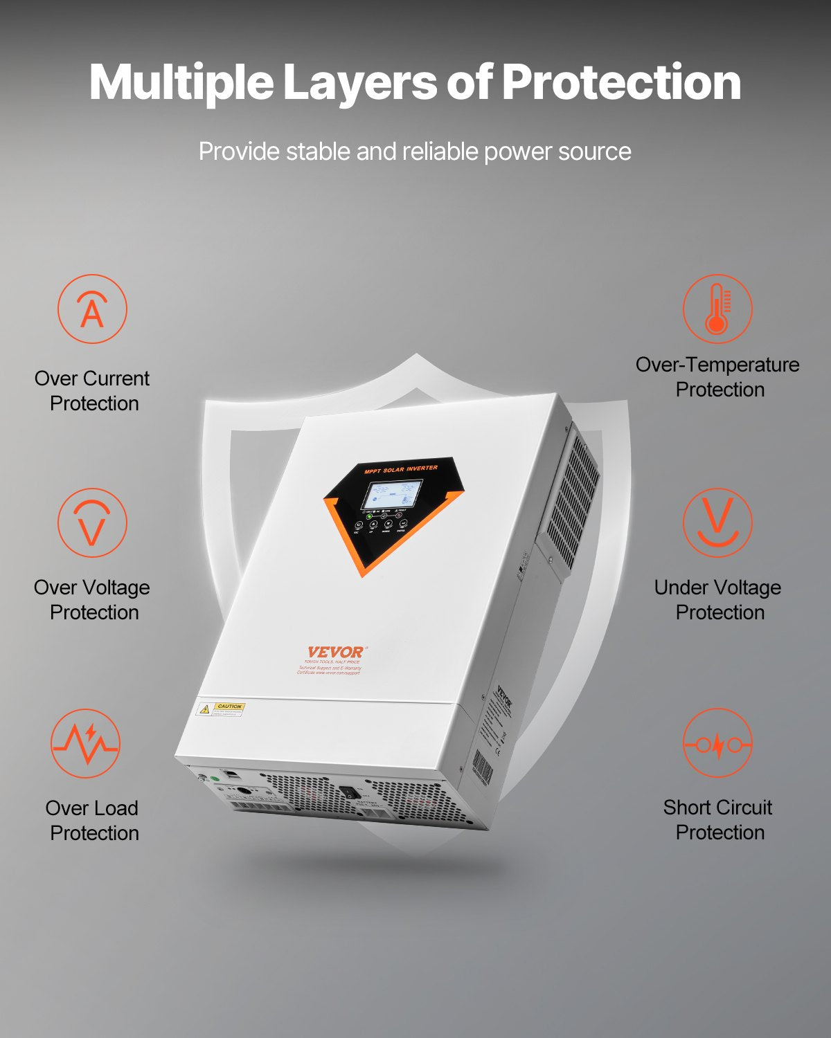 Hybrid-Solarwechselrichter mit Ladegerät, 6000 W, 220/230 V, WLAN, integrierter 120-A-MPPT-Controller