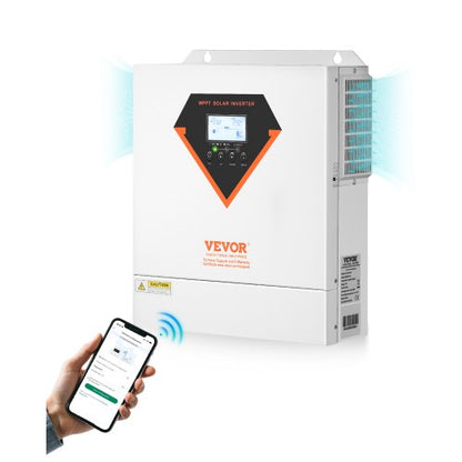 Hybrid Solar Inverter, 3500W, All in One Pure Sine Wave Power Inverter Charger, 24V DC to Single-Phase 220/230V AC, with Built-in 100A MPPT Solar Controller, for Off-Grid System Lead Acid Lithium Battery