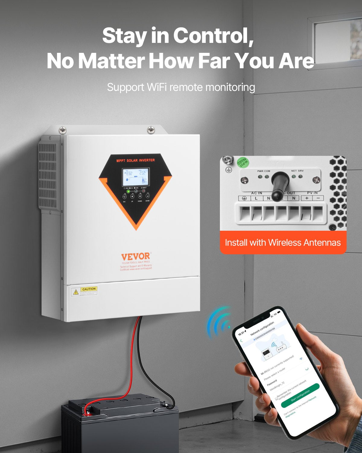 Hybrid-Solarwechselrichter-Ladegerät 3500 W 220/230 V Eingebauter WiFi 100 A MPPT-Controller