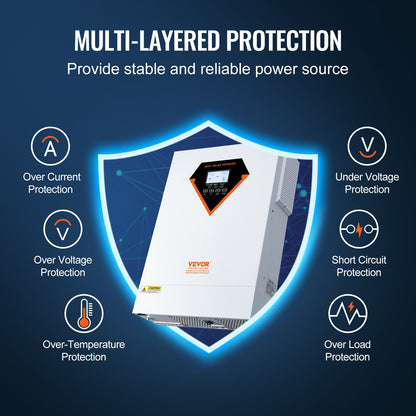 Hybrid Solar Inverter Charger 5500W 230V with 100A MPPT Solar Controller