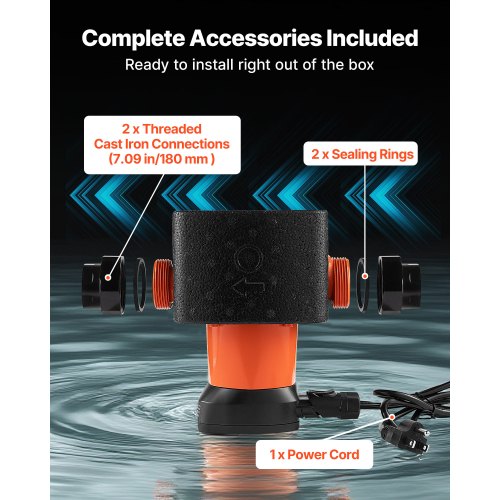 LPS25-11PA/180 Högeffektiv cirkulationspump, 117 LPM, 11 M maxlyft Gjutjärns varmvattencirkulationspump, gängad anslutning, backventil, tyst drift, för värmesystem i hemmet |  EU