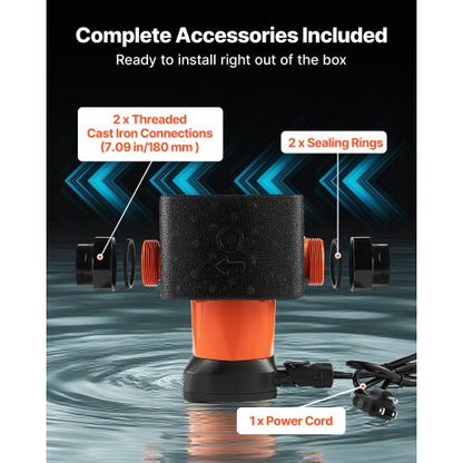 LPS25-11PA/180 Högeffektiv cirkulationspump, 117 LPM, 11 M maxlyft Gjutjärns varmvattencirkulationspump, gängad anslutning, backventil, tyst drift, för värmesystem i hemmet |  EU