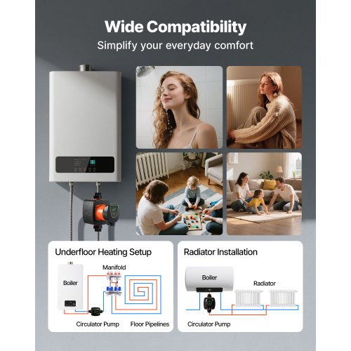LPS25-11PA/180 Högeffektiv cirkulationspump, 117 LPM, 11 M maxlyft Gjutjärns varmvattencirkulationspump, gängad anslutning, backventil, tyst drift, för värmesystem i hemmet |  EU
