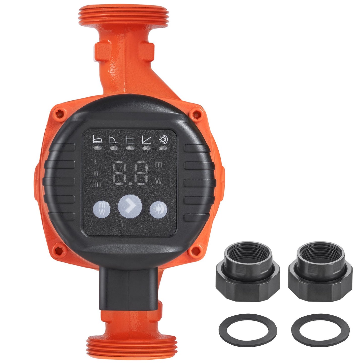 Warmwasser-Umwälzpumpe, energieeffizient, hocheffiziente Umwälzpumpe, ECM-Permanentmagnetmotor, 220 V, 22 W, 50 l/min maximale Durchflussrate, 4 m maximale Förderhöhe, 1-1/2 Zoll Gewindeanschluss, 5 intelligente Steuerungsmodi, geräuscharm