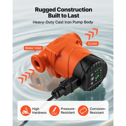 LPS25-6BP/130 Högeffektiv cirkulationspump, 58 LPM, 4 M maxlyft Gjutjärns varmvattencirkulationspump, gängad anslutning, backventil, tyst drift, för värmesystem i hemmet |  EU