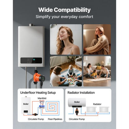 LPS25-6BP/130 Högeffektiv cirkulationspump, 58 LPM, 4 M maxlyft Gjutjärns varmvattencirkulationspump, gängad anslutning, backventil, tyst drift, för värmesystem i hemmet |  EU