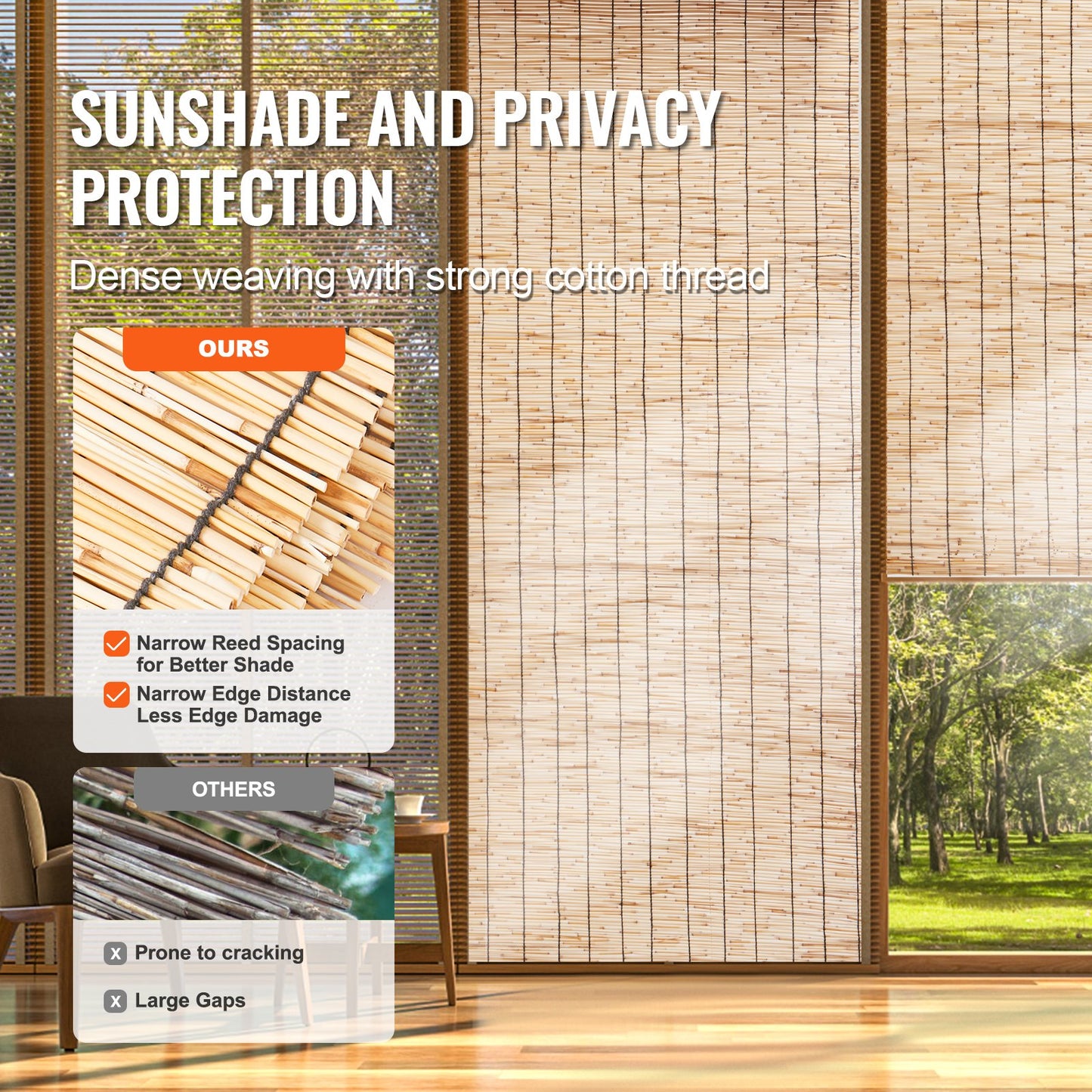 Schilfzaun, Sichtschutz für Hinterhoflandschaften, 4,1 x 1,6 m