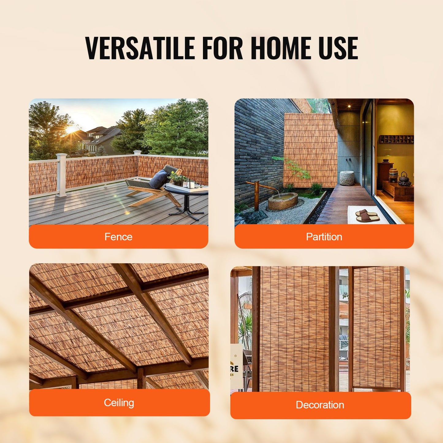 Schilfzaun, Sichtschutz für Hinterhoflandschaften, 4,1 x 1,6 m