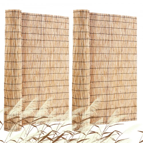 Natural Reed Fencing, 4 ft x 16.4 ft, 2 Pack Reed Screen Curtain Balcony Reed Fence Roll for Outdoor Backyard Patio, Decorative Fence for Backyard Garden Fencing Divider, Privacy Screen Panel