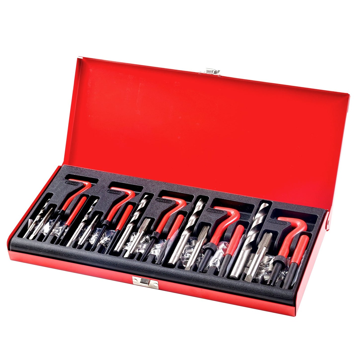 Helicoil Thread Repair Kit, 166-Piece Metric HSS Drill Helicoil Repair Kit, M5 M6 M8 M10 M12 Heli Coil Rethreading Tool Kit with HSS Drill Bits Thread Inserts Taps Breakoff Installation Tools