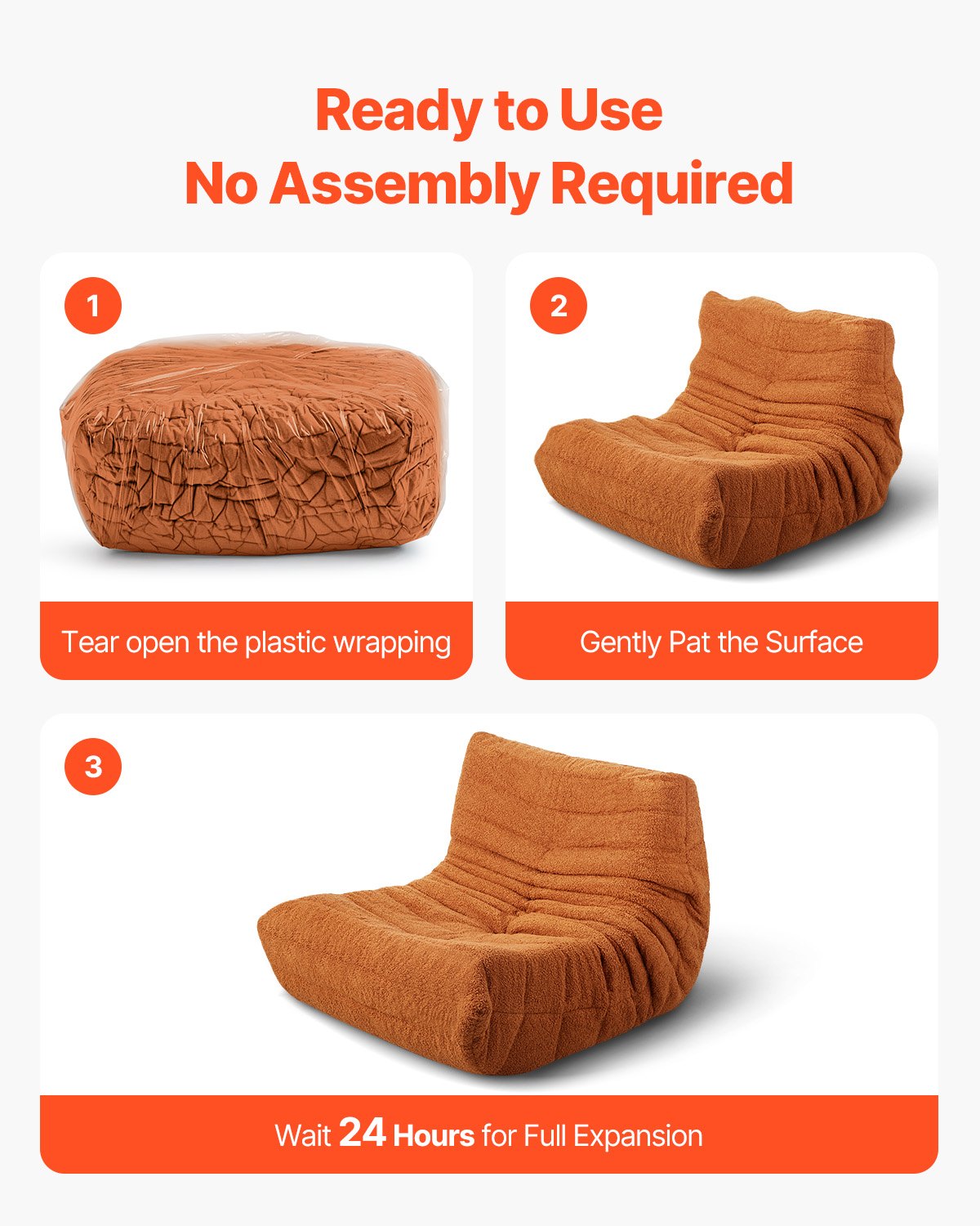 L-Shaped Bean Bag Chair with Soft Armrests and Storage Pocket Brown