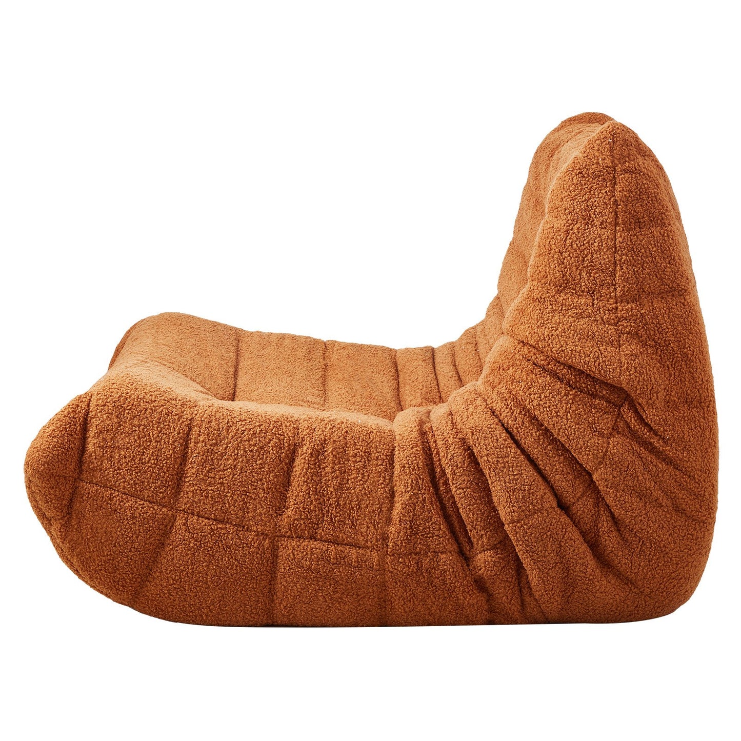 L-Shaped Bean Bag Chair with Soft Armrests and Storage Pocket Brown