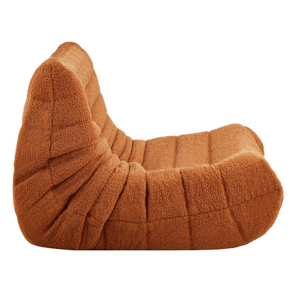 L-Shaped Bean Bag Chair with Soft Armrests and Storage Pocket Brown