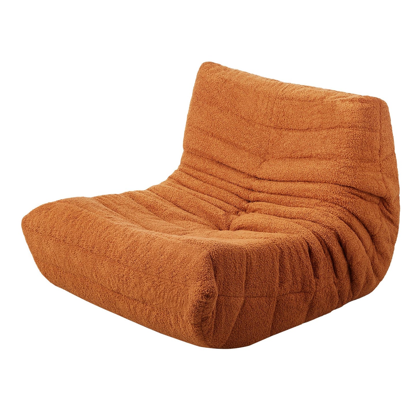 L-Shaped Bean Bag Chair with Soft Armrests and Storage Pocket Brown