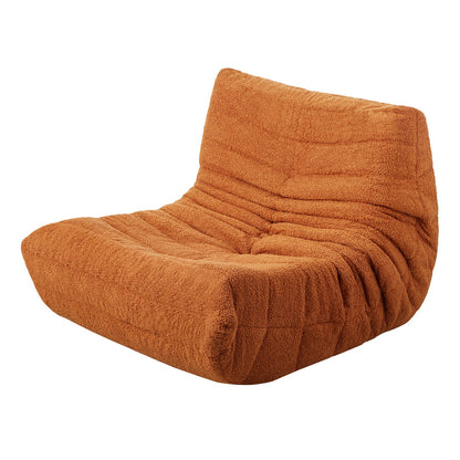 L-Shaped Bean Bag Chair with Soft Armrests and Storage Pocket Brown