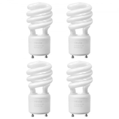 4-Pack CFL Light Bulbs, 13W Compact Fluorescent Spiral Bulbs with 2700K Warm Light, 900lm Luminous Flux, Twist and Lock GU24 Base, Ideal for Bedrooms, Study Rooms, Living Rooms, Commercial Use