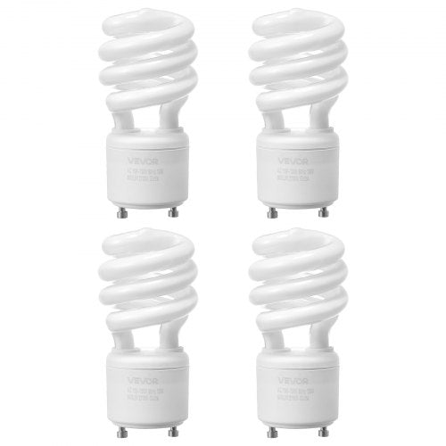 4-Pack CFL Light Bulbs, 13W Compact Fluorescent Spiral Bulbs with 2700K Warm Light, 900lm Luminous Flux, Twist and Lock GU24 Base, Ideal for Bedrooms, Study Rooms, Living Rooms, Commercial Use
