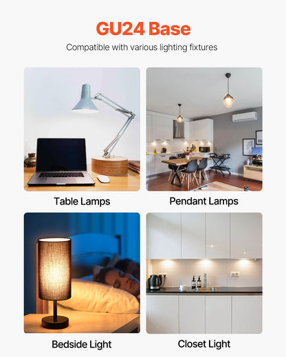 4-Pack CFL Light Bulbs, 13W Compact Fluorescent Spiral Bulbs with 2700K Warm Light, 900lm Luminous Flux, Twist and Lock GU24 Base, Ideal for Bedrooms, Study Rooms, Living Rooms, Commercial Use