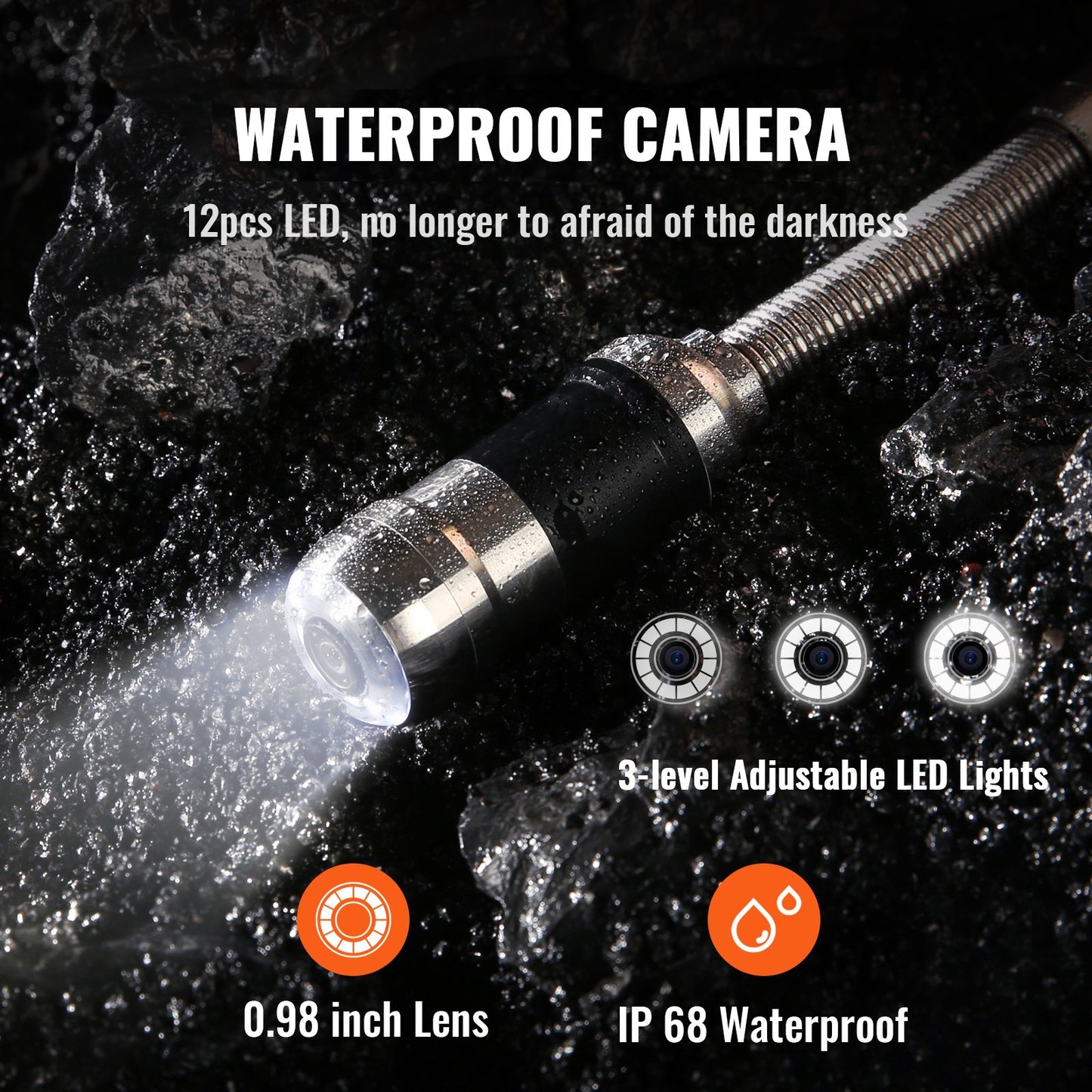 Kanalkamera Rohrinspektionskamera 7 Zoll Bildschirm 1000TVL Kamera 66ft