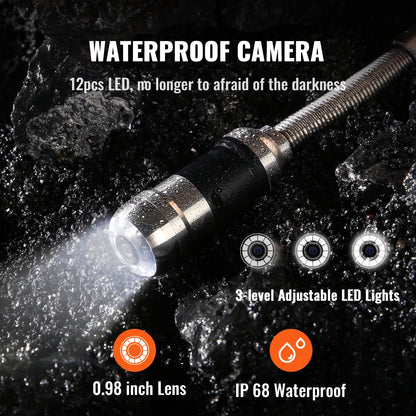 Kanalkamera Rohrinspektionskamera 7 Zoll Bildschirm 1000TVL Kamera 66ft