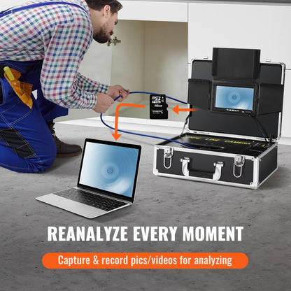 Kanalkamera Rohrinspektionskamera 7 Zoll Bildschirm 1000TVL Kamera 66ft