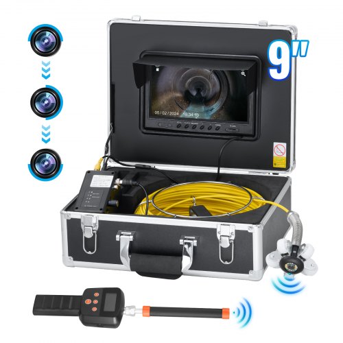 Sewer Camera with 512Hz Locator, 98 ft/30 m, 9" Drain Inspection Camera with Self-Leveling, 36X Zoom, Plumbing Camera with Lights-12 LED, 32GB Card, IP68 Waterproof Snake Camera for Duct Pipe