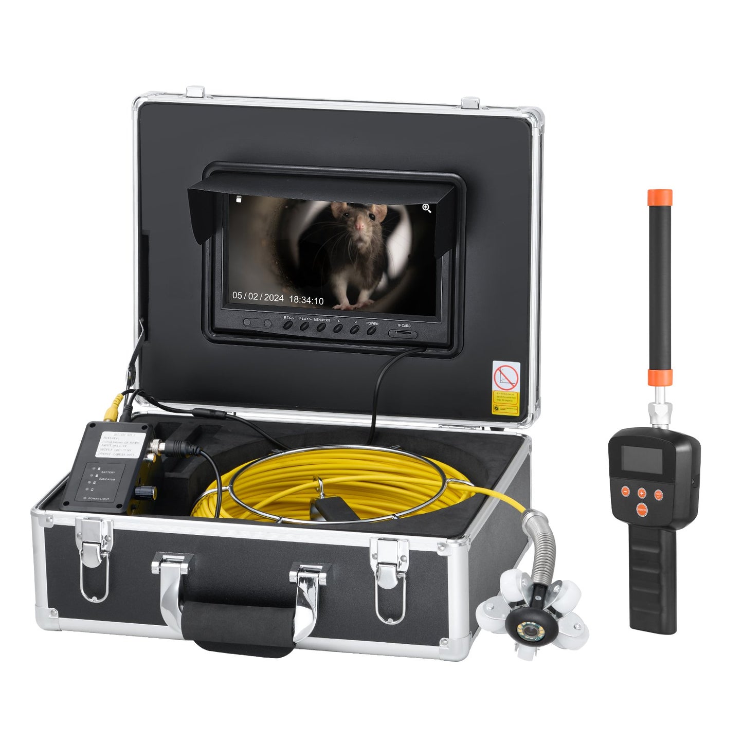 Sewer Camera with 512Hz Locator, 98 ft/30 m, 9" Drain Inspection Camera with Self-Leveling, 36X Zoom, Plumbing Camera with Lights-12 LED, 32GB Card, IP68 Waterproof Snake Camera for Duct Pipe