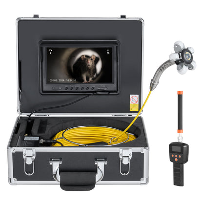 Sewer Camera with 512Hz Locator, 98 ft/30 m, 9" Drain Inspection Camera with Self-Leveling, 36X Zoom, Plumbing Camera with Lights-12 LED, 32GB Card, IP68 Waterproof Snake Camera for Duct Pipe