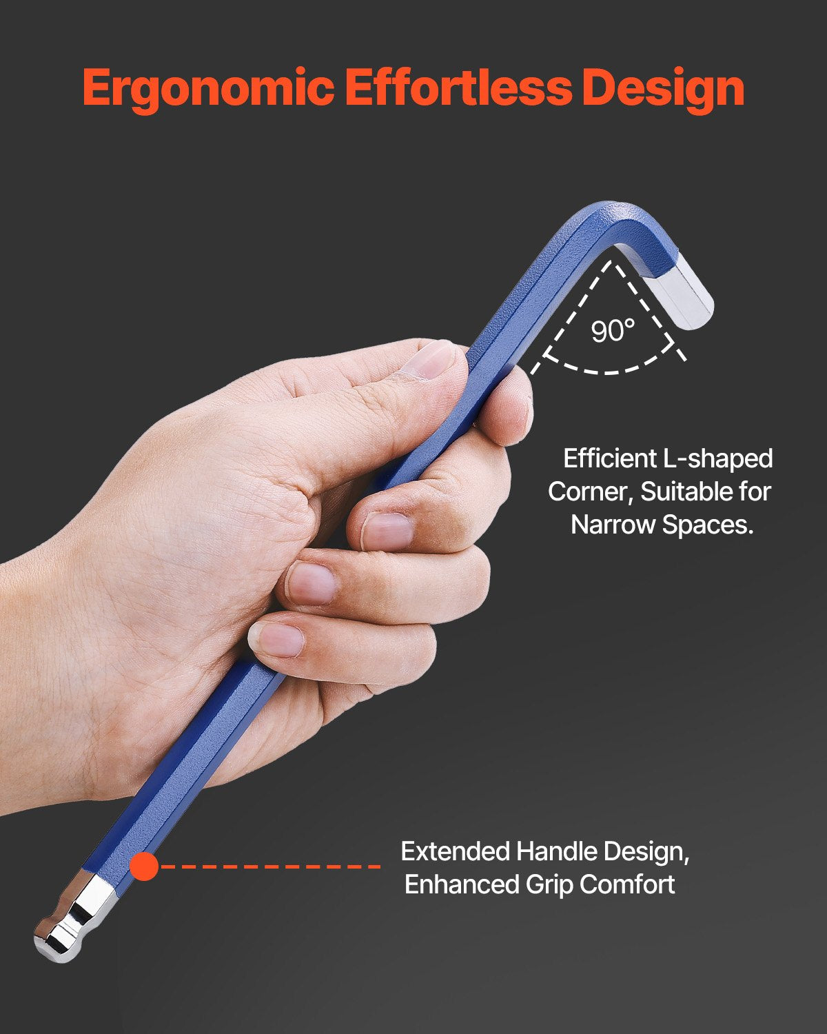 Hex Key Allen Wrench Set, 22 pcs SAE (0.050-3/8 in) and Metric (1.5-10 mm), Color Coding Allen Wrenches Sets with Ball End, Long Arm L-Shaped Hex Key for Bicycle, Household, Automobile Repair