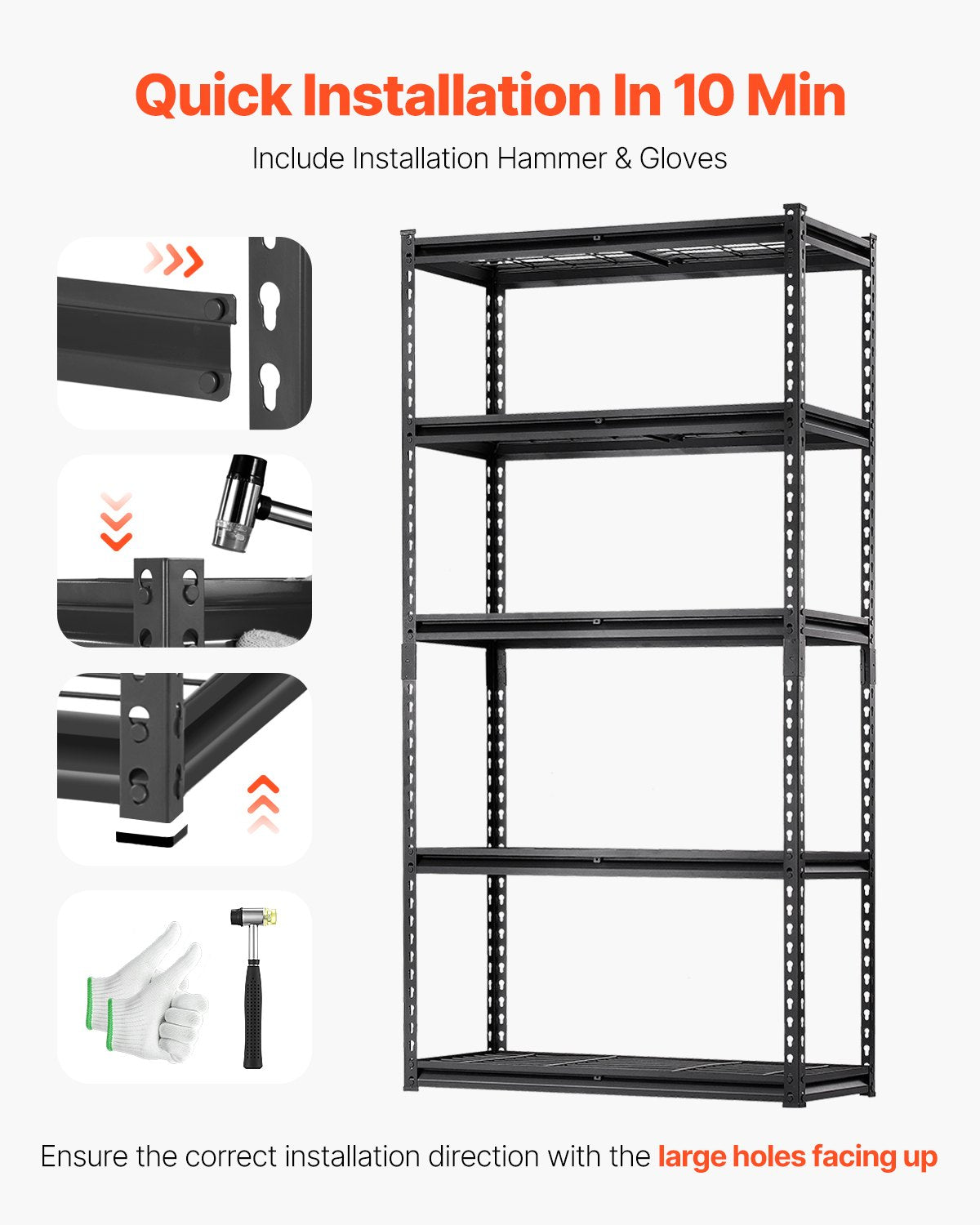 Storage Shelves, 2000 lbs, 5 Tier Heavy Duty Garage Shelving, 16" D x 36" W x 72" H Adjustable Metal Shelves for Industrial Shelving Unit Utility Shelf, for Kitchen, Warehouse, Basement, Black