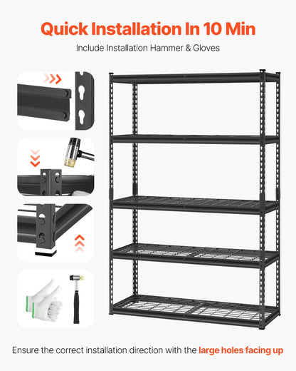 Storage Shelves 5-Tier Adjustable Heavy Duty Garage Shelf 2500 lbs