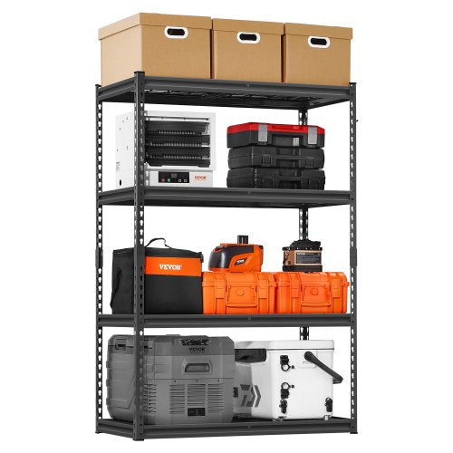 Storage Shelves, 2400 lbs, 4 Tier Heavy Duty Garage Shelving, 20" D x 40" W x 60" H Adjustable Metal Shelves for Industrial Shelving Unit Utility Shelf, for Kitchen, Warehouse, Basement, Black