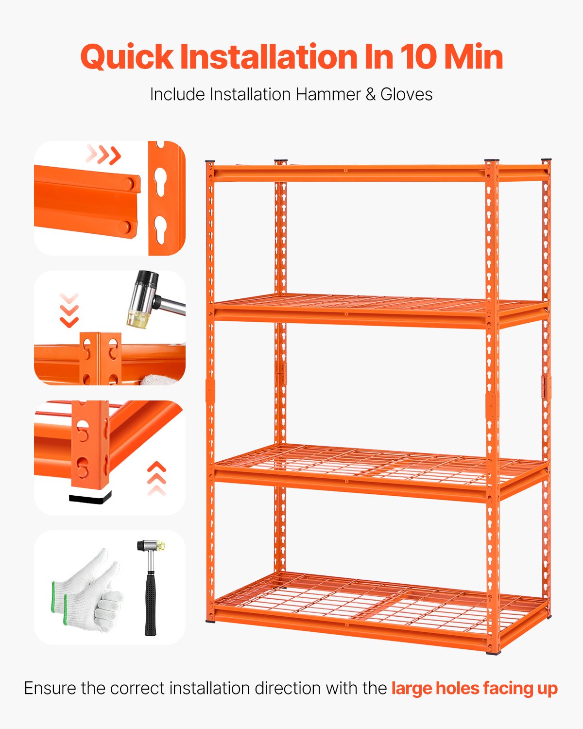 Storage Shelves 4-Tier Adjustable Heavy Duty Garage Shelf 2400 lbs