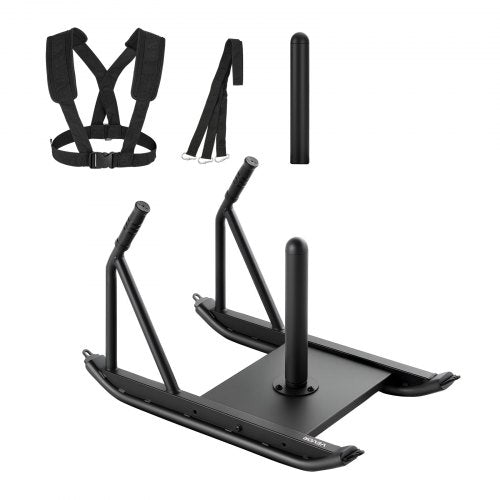Weight Sled, Steel Power Sled, Fitness Strength Training Sleds for Athletic Exercise Speed Improvement, Workout Fitness Equipment with Handle, Compatible with 1/2 in Weight Plates, Black