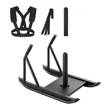 Weight Sled, Steel Power Sled, Fitness Strength Training Sleds for Athletic Exercise Speed Improvement, Workout Fitness Equipment with Handle, Compatible with 1/2 in Weight Plates, Black
