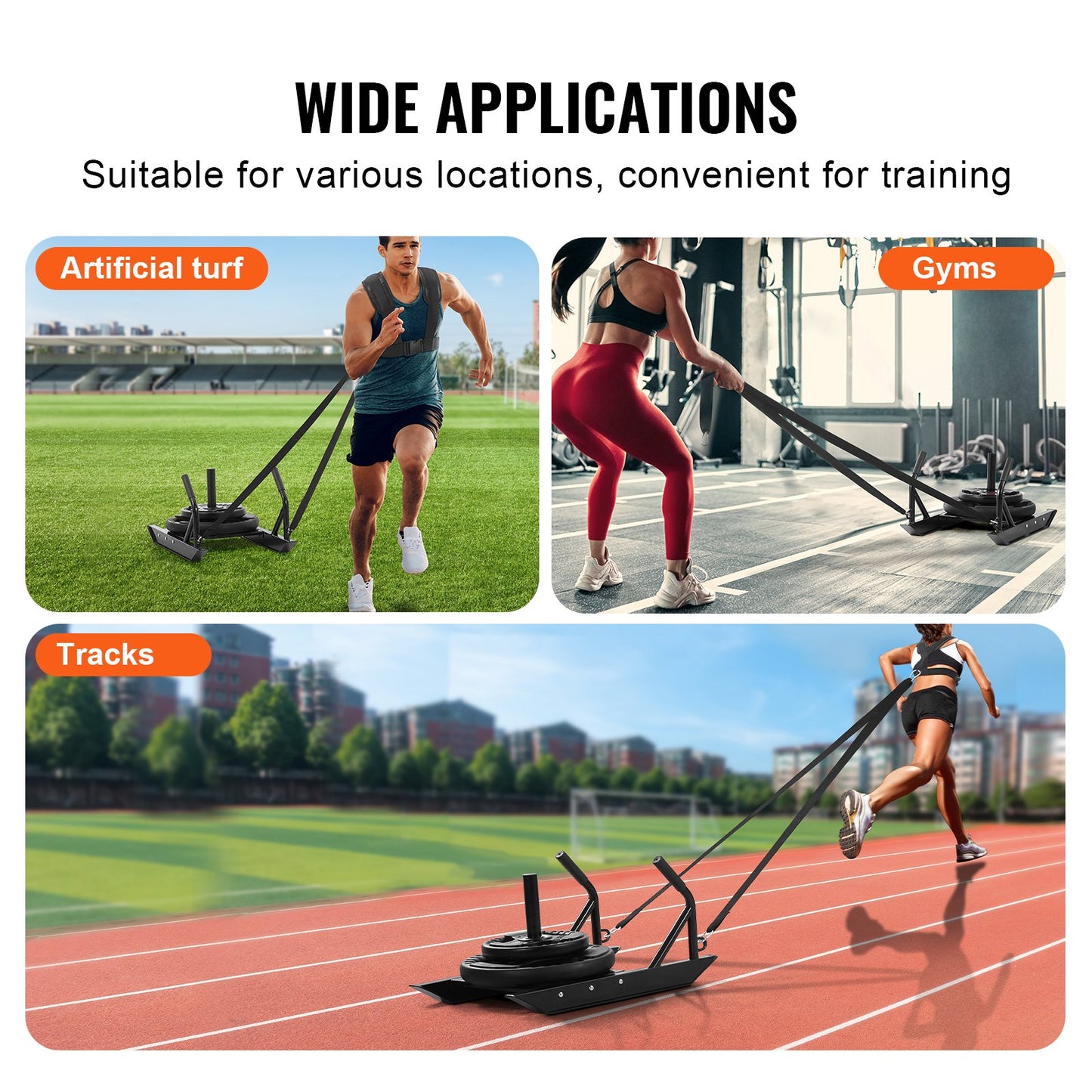 Gewicht Power Pull Push Schlitten Fitness Kraft Geschwindigkeit Training Schlitten Schwarz