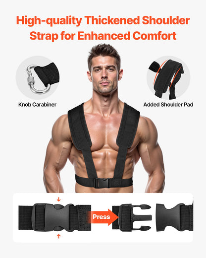 Weight Sled, Steel Power Sled, Fitness Strength Training Sleds for Athletic Exercise Speed Improvement, Workout Fitness Equipment with Harness, Compatible with 1/2 in Weight Plates, Black