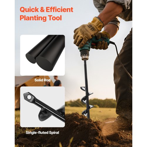 Erdbohrer, 1,57 x 8,67 Zoll, Erdspirale, Pfostenlochgräber, Pflanzwerkzeug