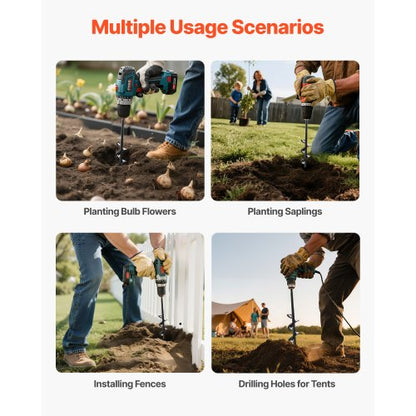 Erdbohrer, 1,57 x 8,67 Zoll, Erdspirale, Pfostenlochgräber, Pflanzwerkzeug