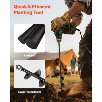 Auger Drill 1.57 x 16.5 Inch Soil Spiral Post Hole Digger Planting Tool