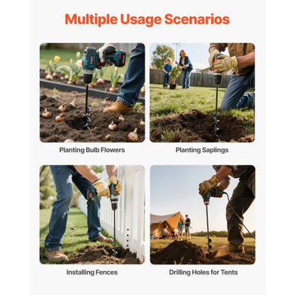 Auger Drill 1.57 x 16.5 Inch Soil Spiral Post Hole Digger Planting Tool