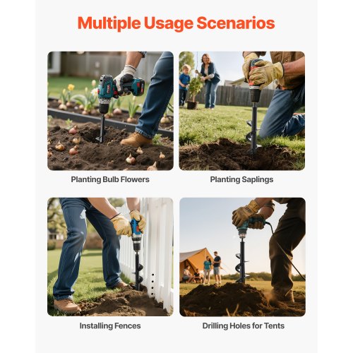 Auger Drill 3.15 x 11.4 Inch Soil Spiral Post Hole Digger Planting Tool